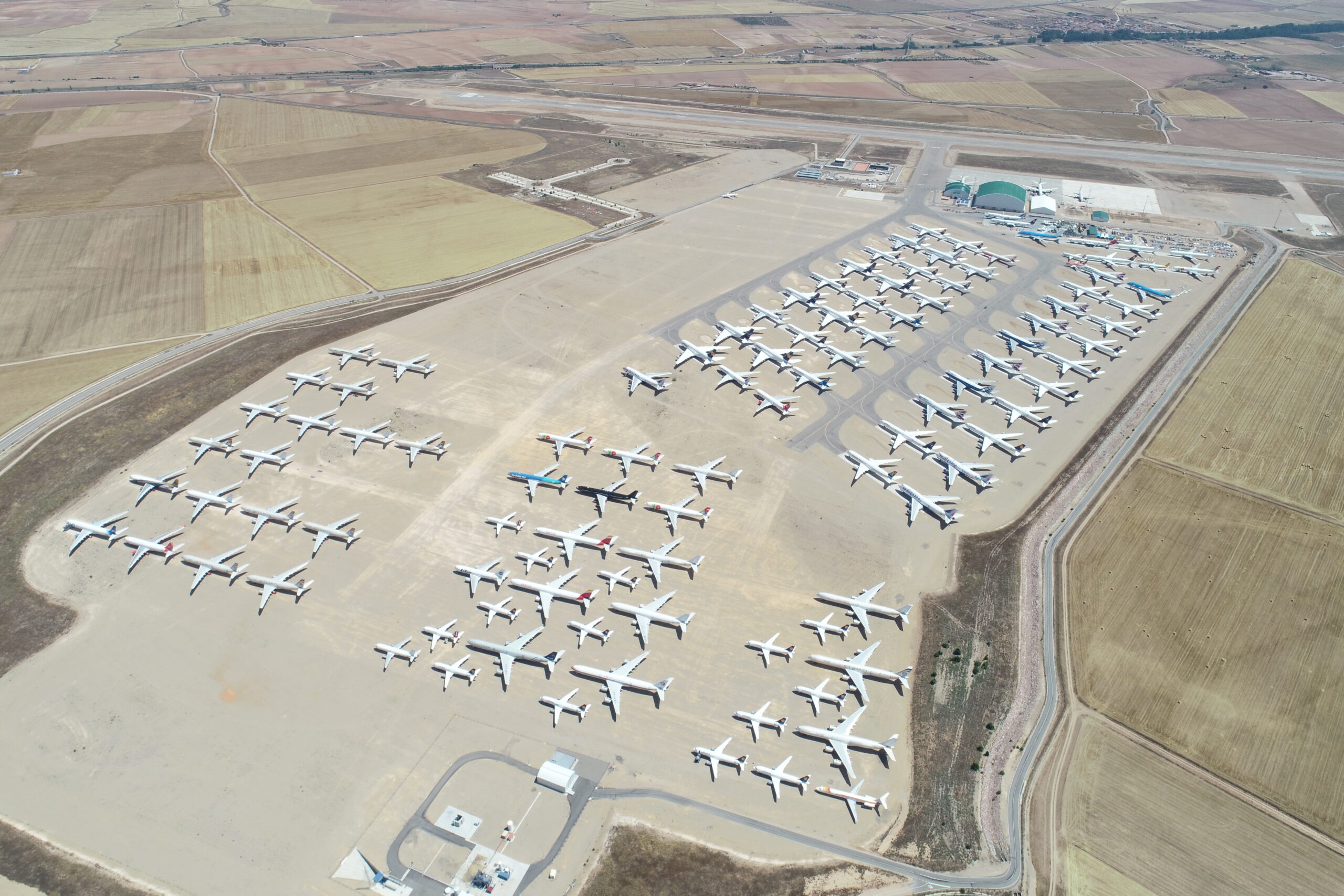 Aerial view of the Teruel aircraft storage facility in 2020